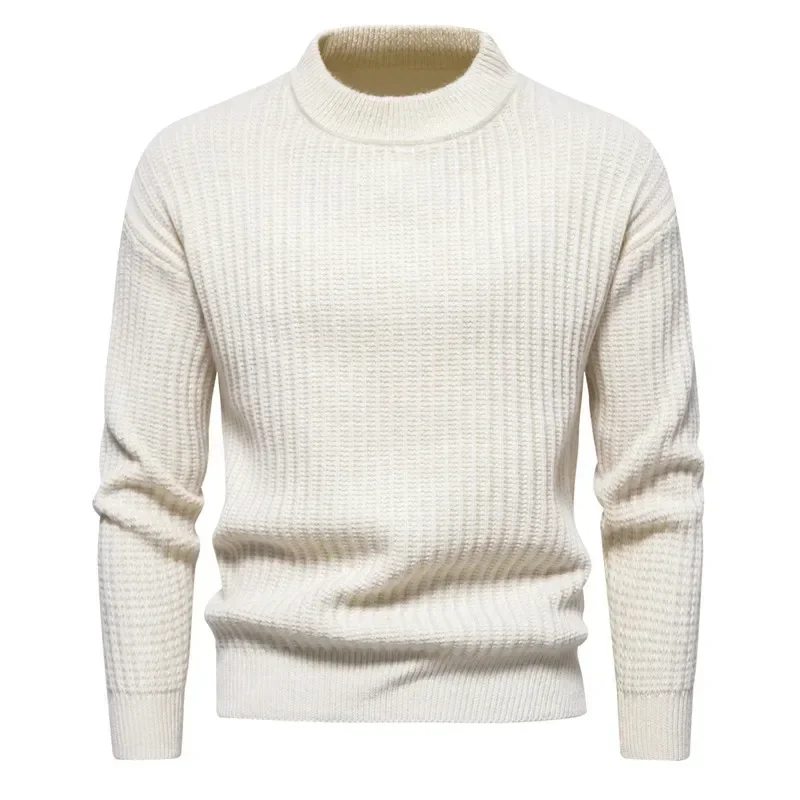 Men's Autumn Winter Warm Knitted Sweater Mens Soft Cotton Sweaters Casual Round Neck Fall Pullover Top Jumpers