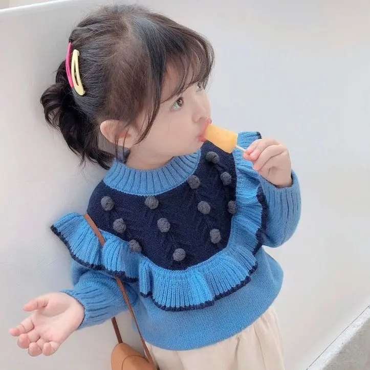 Pull en cachemire épais à col rond pour fille, tricot en coton pour enfant, nouvelle collection printemps, automne et hiver 2020