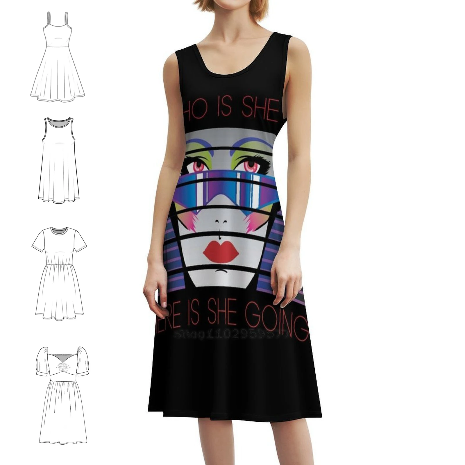 

Кто - это она Богемное платье без рукавов с несколькими принтами, пляжное праздничное платье для отдыха, 80-е, модный стиль, вечерние платья Nagel