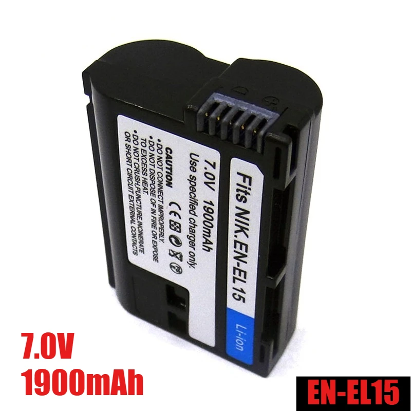 7,0 V 1900 mAh EN-EL15 DSLR-Kamera-Akku und Ladegerät, für Nikon D7100 D800E D810 D7200 D7000 D750