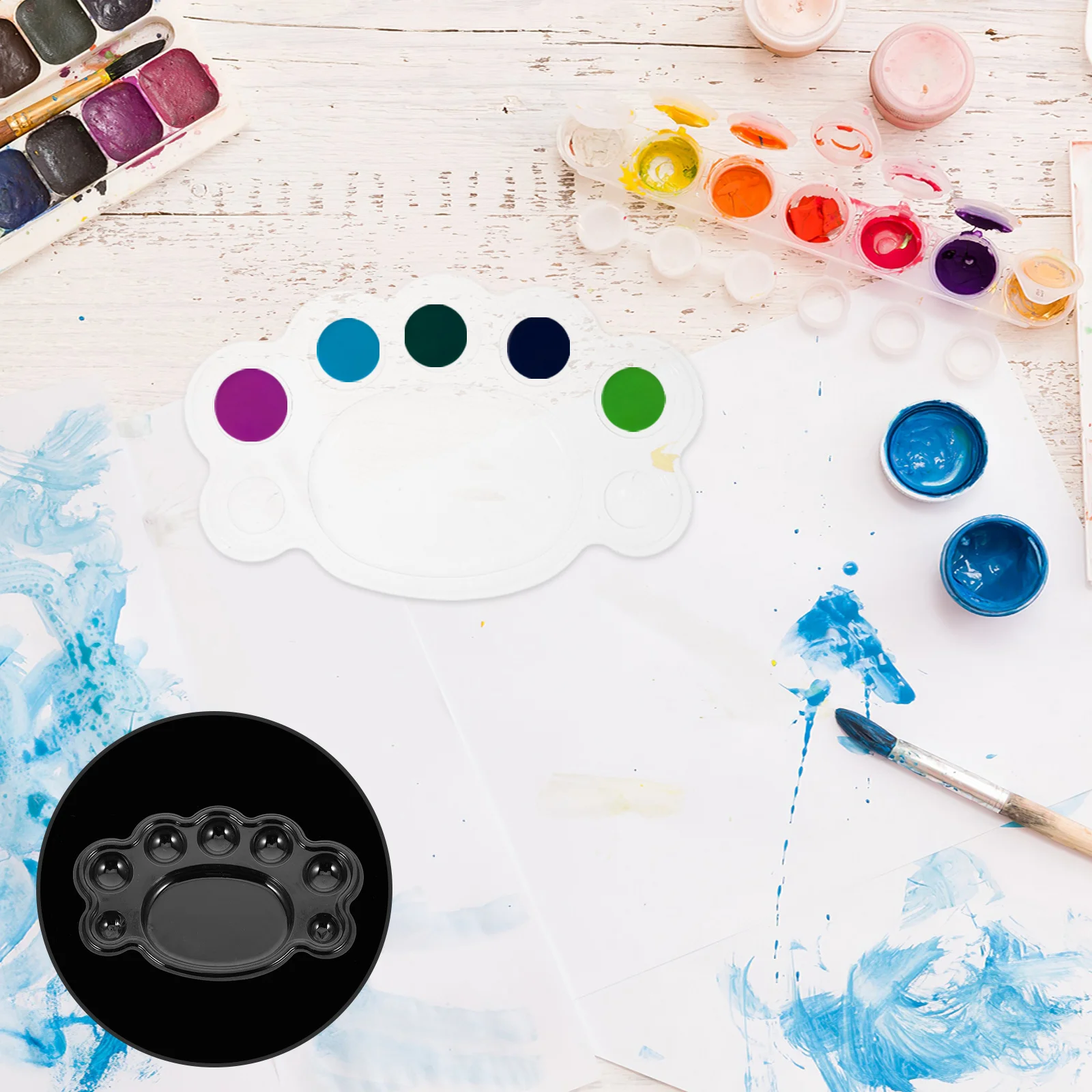 

50Pcs Foot Shaped Paint Pallet Clear Transparent PVC Palette for Acrylic Watercolor Oil Painting DIY Craft Supplies