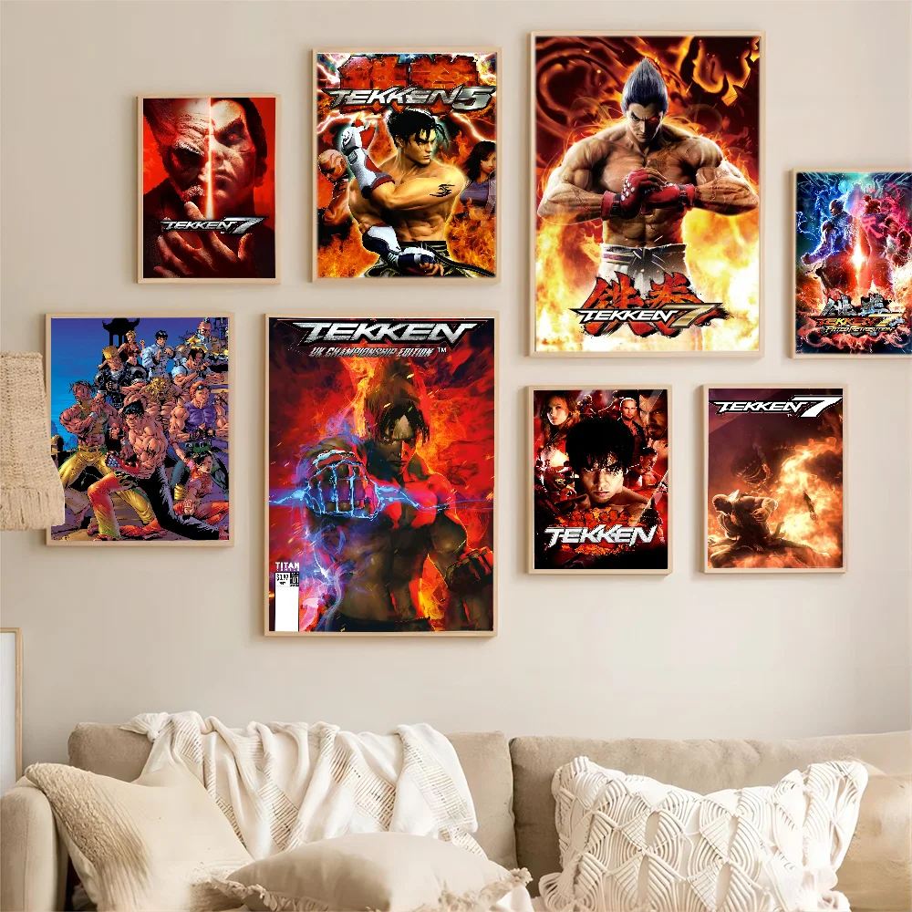 Classico videogioco TEKKEN Whitepaper Poster Adesivo da parete fantasia per soggiorno Bar Decorazione Decor Adesivi murali artistici