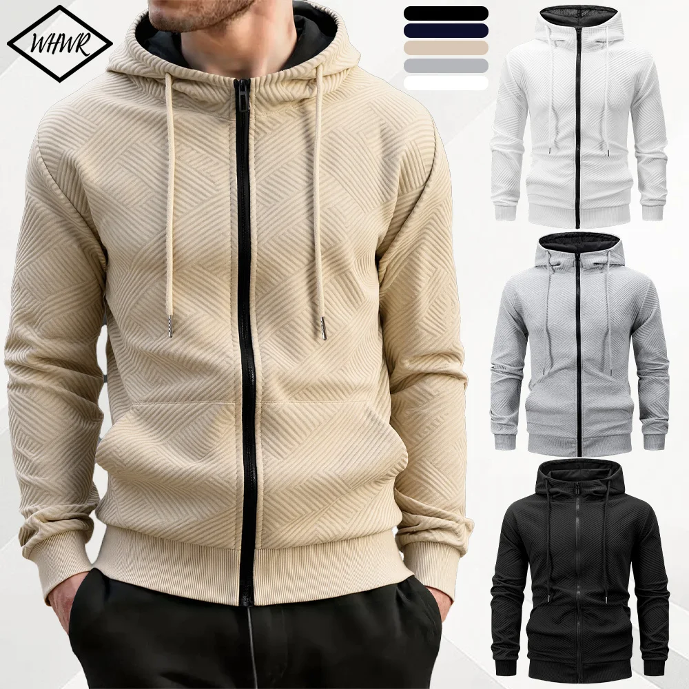 

Men's Zipper Hooded Jacket Spring Autumn Casual Long Sleeve Sweatshirts Outdoor Warm Jacket Coat Slim Fit Jacket Streetwear