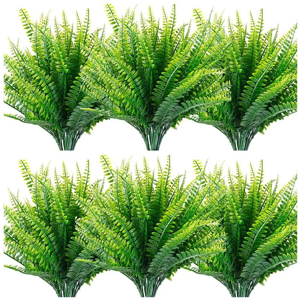 GOOD-18Pcs Artificial Ferns Plants Bushes Fake Boston Fern Shrubs Plastic Plant Greenery For Outdoor Indoor Home Garden Decor