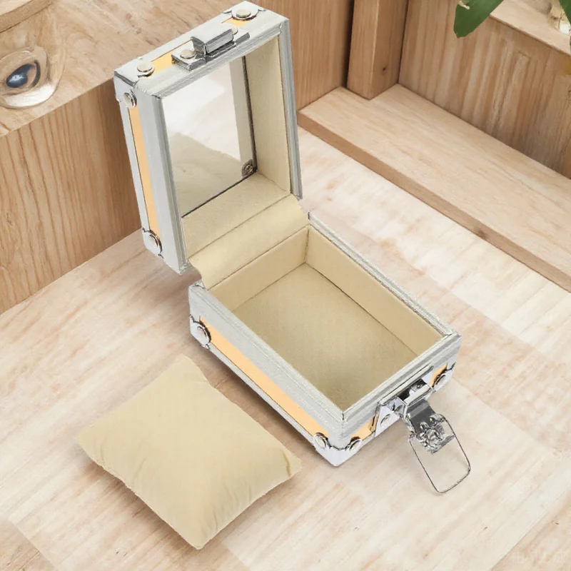 

Single Grid Watch Case Stainless Steel Watch Storage Organizer Clear Lid for Dust Scratch Water Travel Home Use