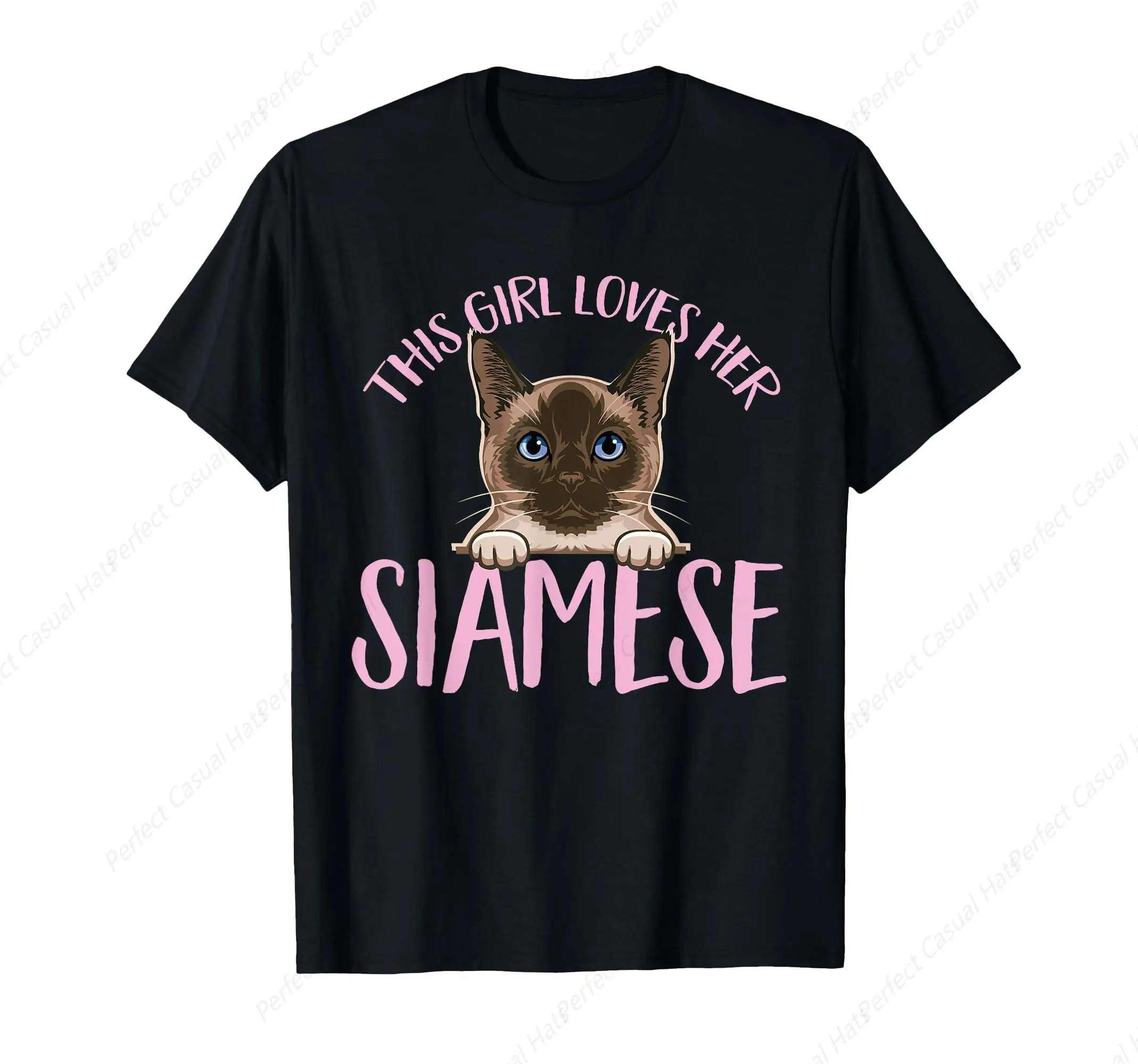 Siamese Cat This Girl Loves Her Siamese Cat T-Shirt Casual Short Sleeve Personalized Top