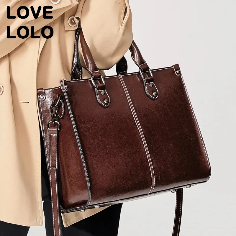 

Genuine Cowhide Leather Crossbody Bag for Women Top Handle Tote & Messenger Purse Office Work Shoulder Bag 2025