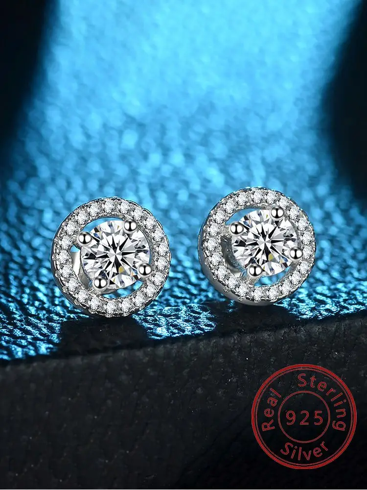 

Стерлингового Серебра 925, белые простые блестящие круглые серьги-гвоздики с цирконом для женщин, обручальные, свадебные, высокое качество, ювелирные изделия, подарки