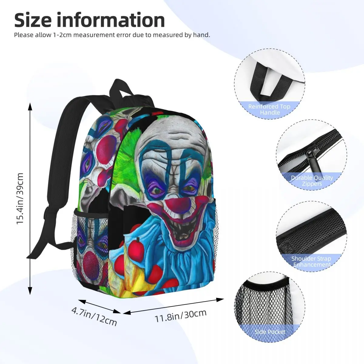 Killer Klowns From Outer Space Backpack Student BookBag Children School Bag Computer Shoulder Bags for Men Women