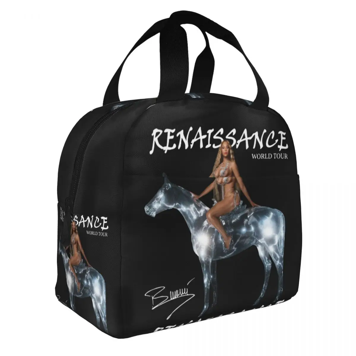 Beyonce Renaissance 2023 World Tour Music Lunch Box Accessories Portable Insulated Canvas Cooler Music Merch Fans Lunch Bag