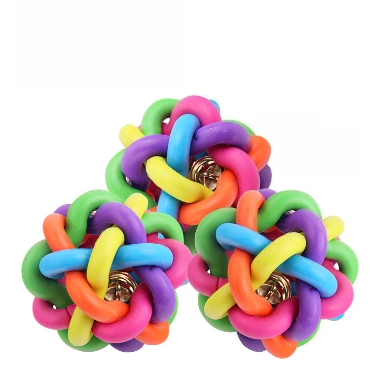 

Dog Toy Colorful Bells Rubber Balls Pet Cat Dog Toys Chewing Toy Bite Resistant Sound Training Human Pet Interaction Accessories