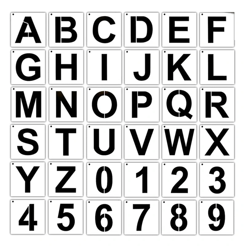 Letter Stencils For Painting On Wood 36 Pcs Letter And Number Stencils Reusable Font Templates For Home Craft Decor