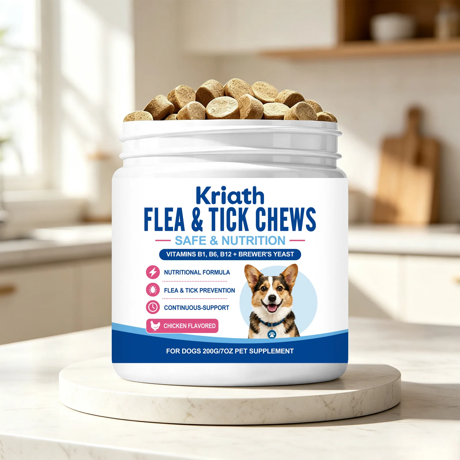 Dog Probiotic Chewable Tablets, Daily Nutritional Supplement for Dogs, Support Gut Health & Protect Canine Digestive Tract
