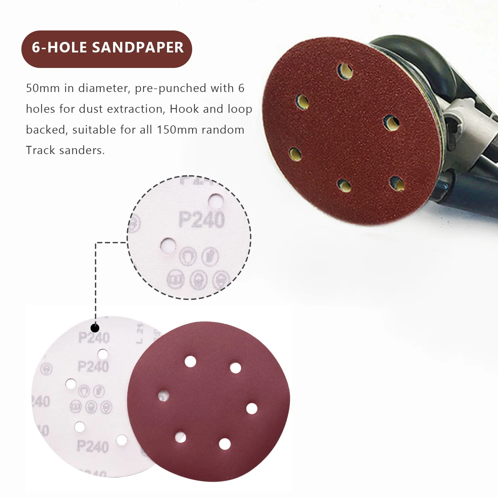 AT29-150Mm Sanding Disc, 6 Inch Hook And Loop Sanding Pads, 100 Pcs Sandpaper Set Assorted Grits For Random Orbital Sander