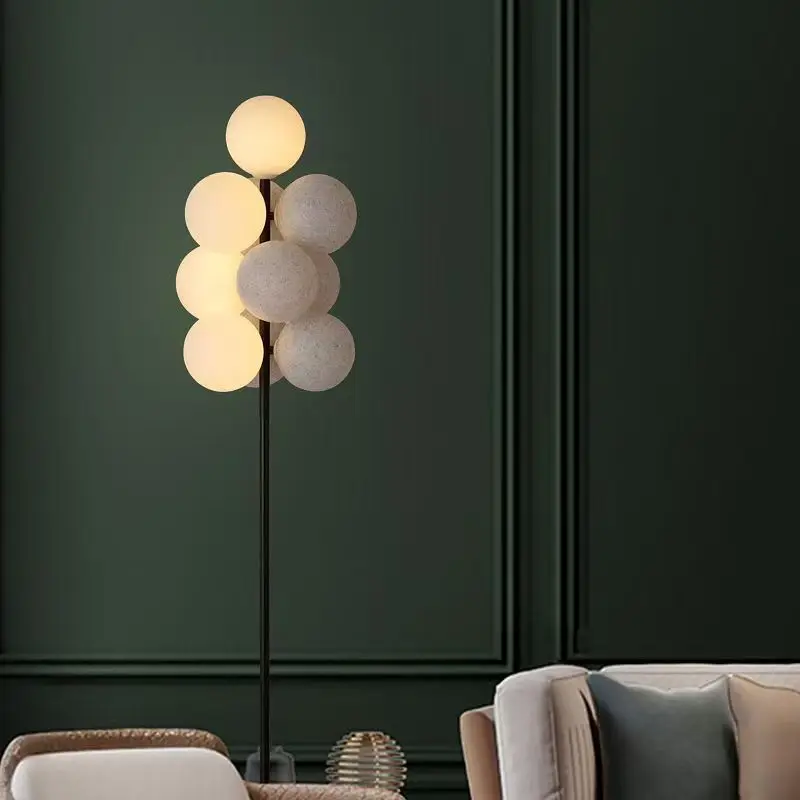 المعاصرة الإبداعية العنب كرة زجاجية مصباح أرضي لغرفة المعيشة غرفة نوم السرير دراسة Atmoshere قاعدة معدنية LED أضواء قائمة #4