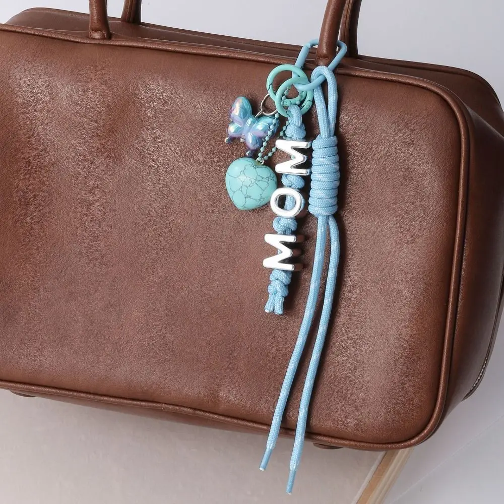 

Woven Rope Butterfly Pendant Color Blocking Buckle Braided Rope Car Keyrings Anti-Lost Ins English Letter Keychain