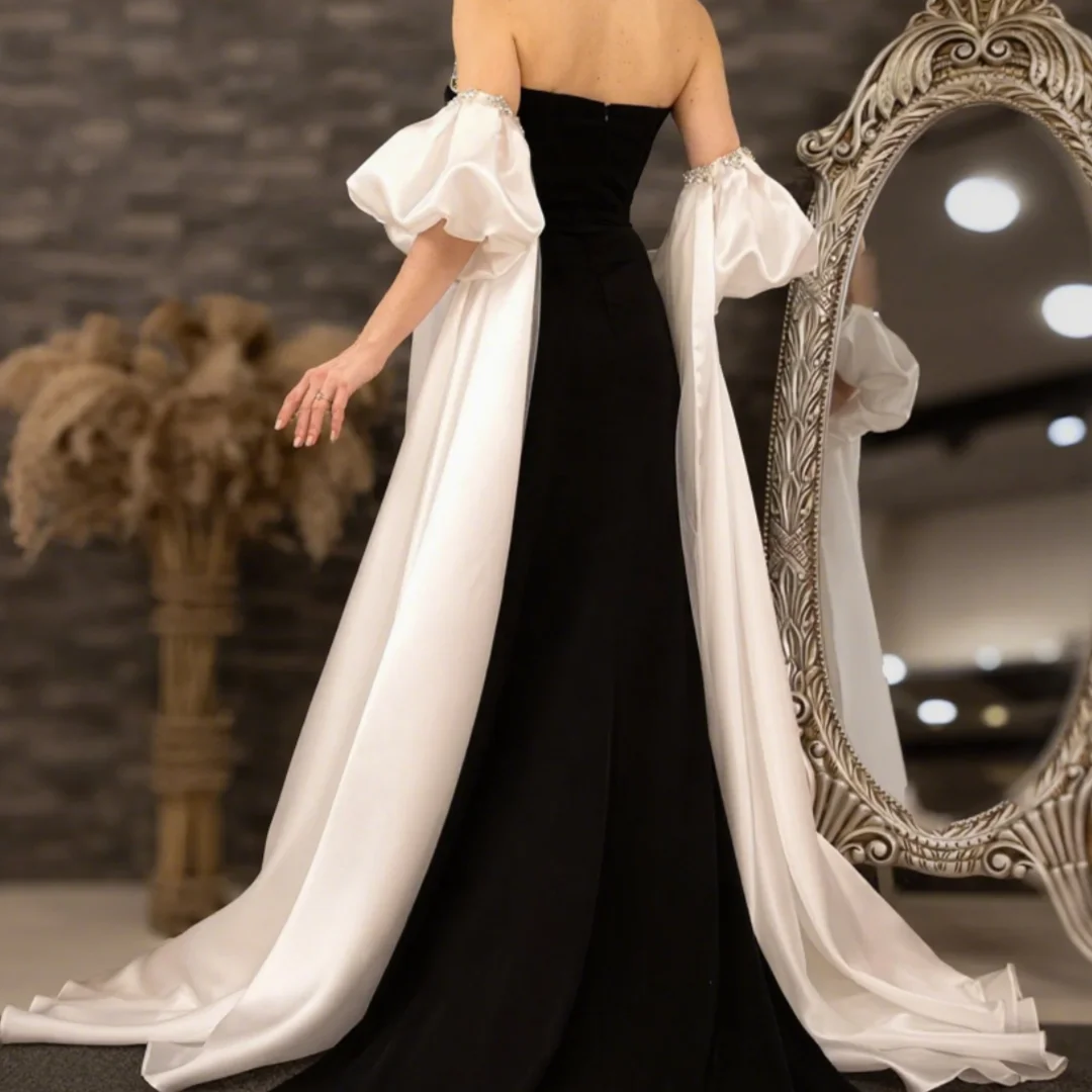 Gaun Prom Klasik Baru untuk Wanita Tanpa Tali dengan Gaun Pesta Ritsleting Celah Gaun Prom Pesta Ulang Tahun Disesuaikan