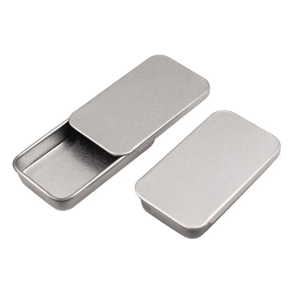 Multi Size Sliding Lid Tin Box Metal Rectangular Slide Top Mini Iron Box Tinplate Material Small Size Empty Tin Box
