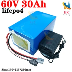 lithium 60v 30ah 25Ah lifepo4 battery with BMS Deep cycle for 2500w 1500w bike scooter Tricycle Go Cart vehicle +5A charger