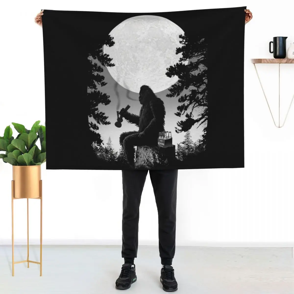 Bigfoot Chillaxin in the Forest Throw Blanket Beautifuls Furrys Tourist Extra Large Throw Plaid on the sofa Cute Plaid Blankets