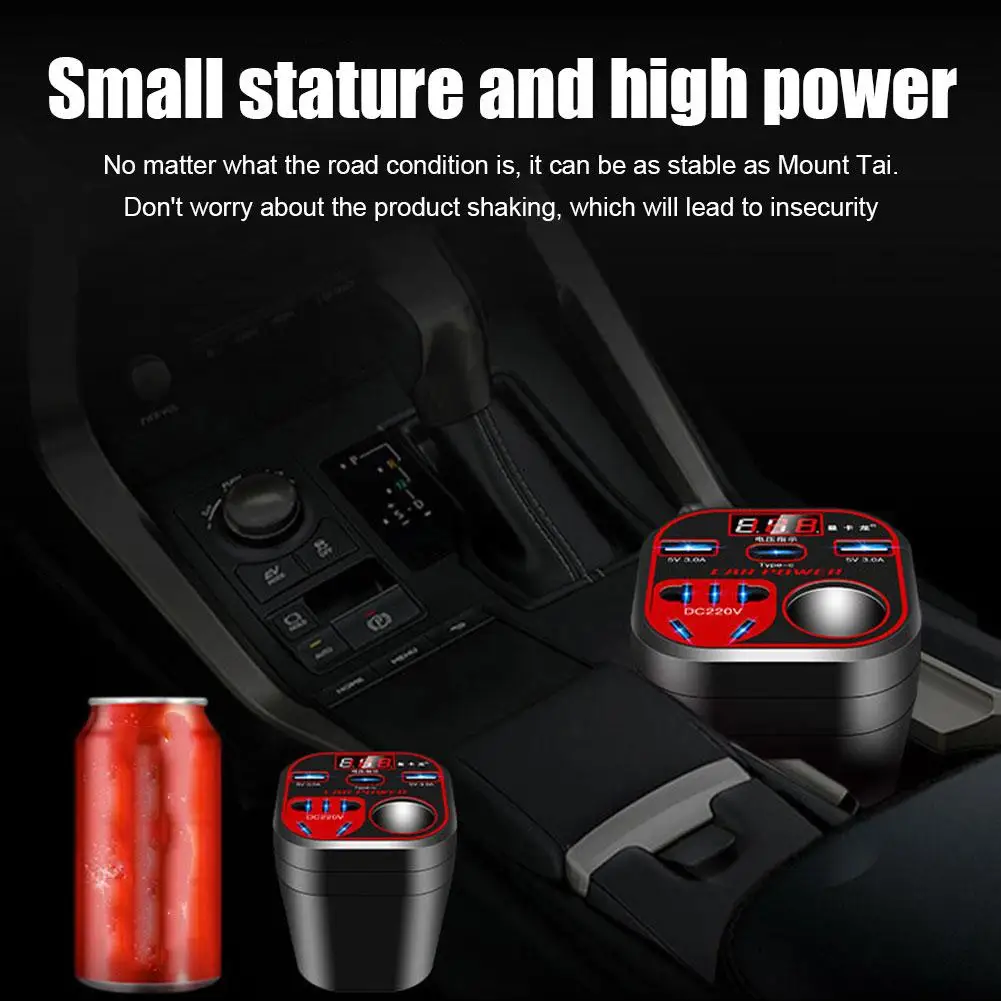 New Car Power Inverter 24V 12v 220v 120W Led Display 3 Lighter Ports USB Cigarette Fonte QC3.0 Car Accessories