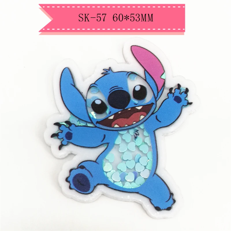 1pcs cartoon lilo and stitch Quicksand Acrylic Sequins custom Shaker Resins DIY bow center SK-55