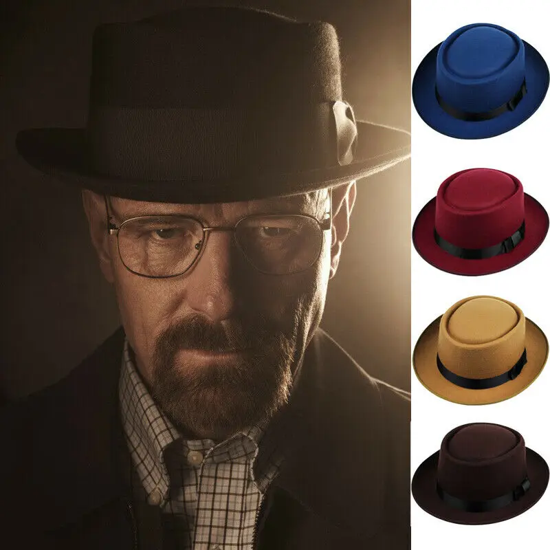 2024 New Fashion Men Women Dome Retro Top Hat Hard Felt Fedora Classic Fashion Pork Pie Cap Best Gift