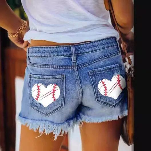 2024 Summer New Denim Shorts Women Fashion Trendy Hole Tassel Solid Color Single-breasted Short Female Hot Pants Streetwear