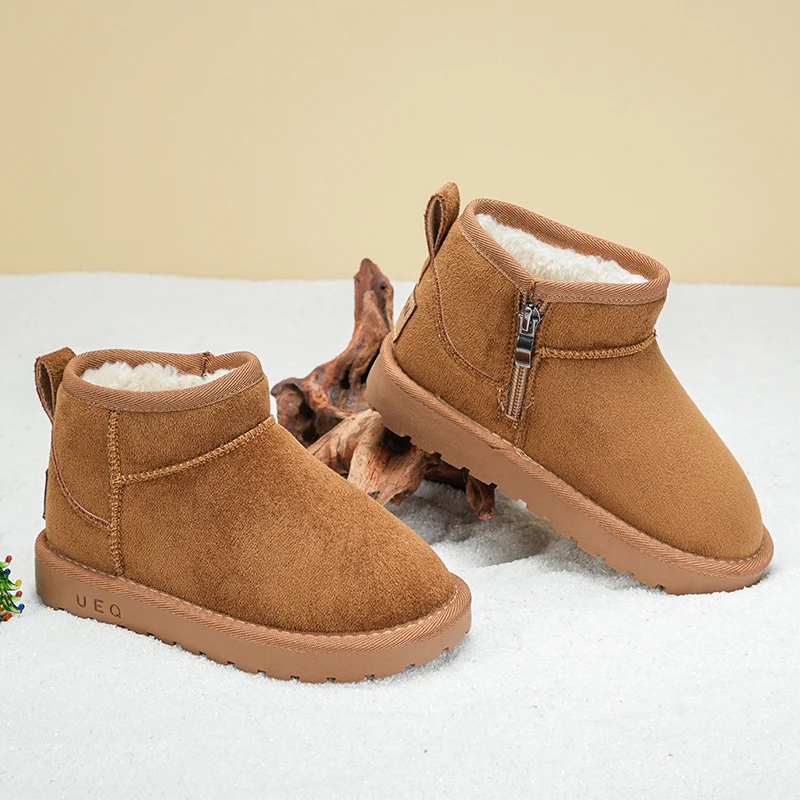 

2025 Children's Shoes Snow Boots New Winter Boys' Thick Plush Shoes Solid Color Girls' Warm Shoes Comfortable Short Boots