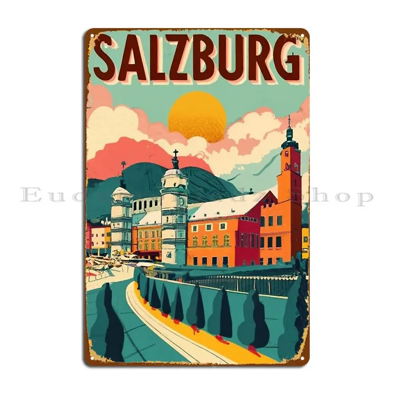 A Vintage Travel Art Of Salzburg Austria Metal Sign Club Garage Club Wall Decor Character Tin Sign Poster