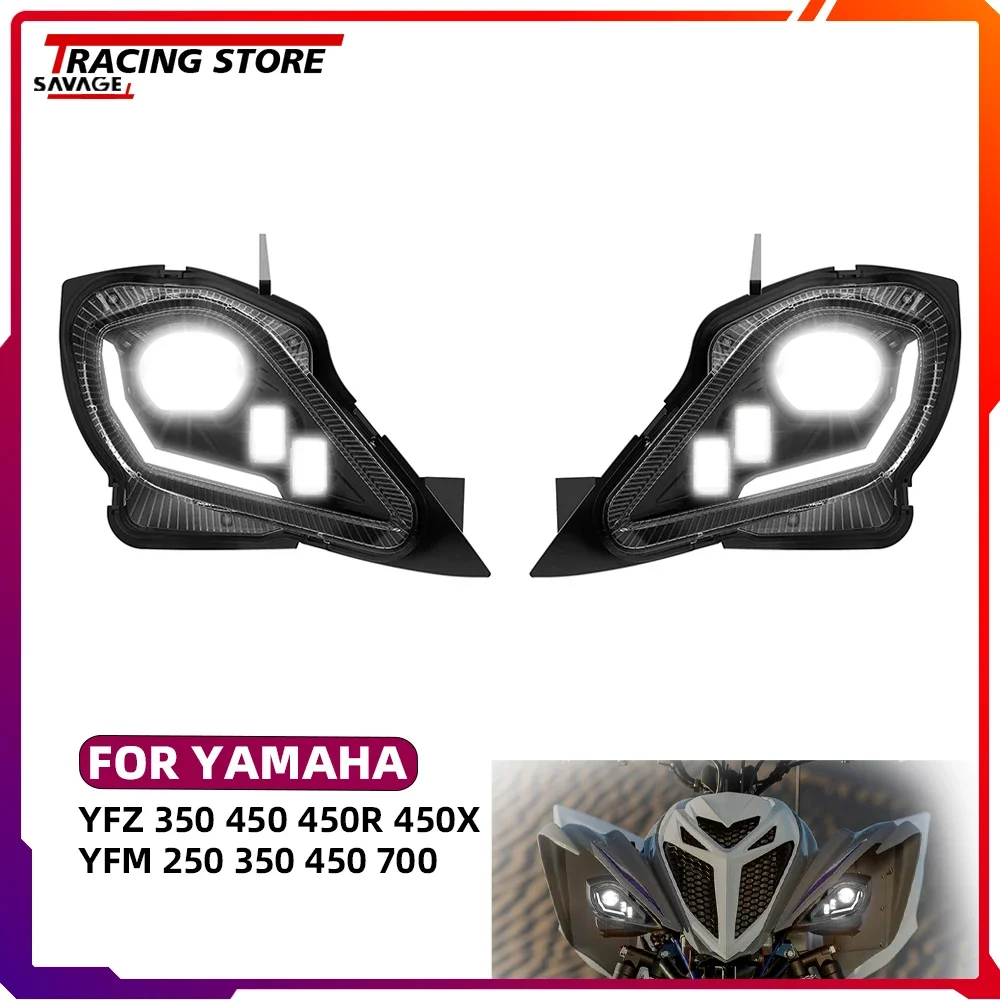 Motorcycle LED Headlight For YAMAHA YFM 250 350 450 700 YFZ 350 450 450R 450X High Beam Low Beam DRL Turn Signal E24 Headlights