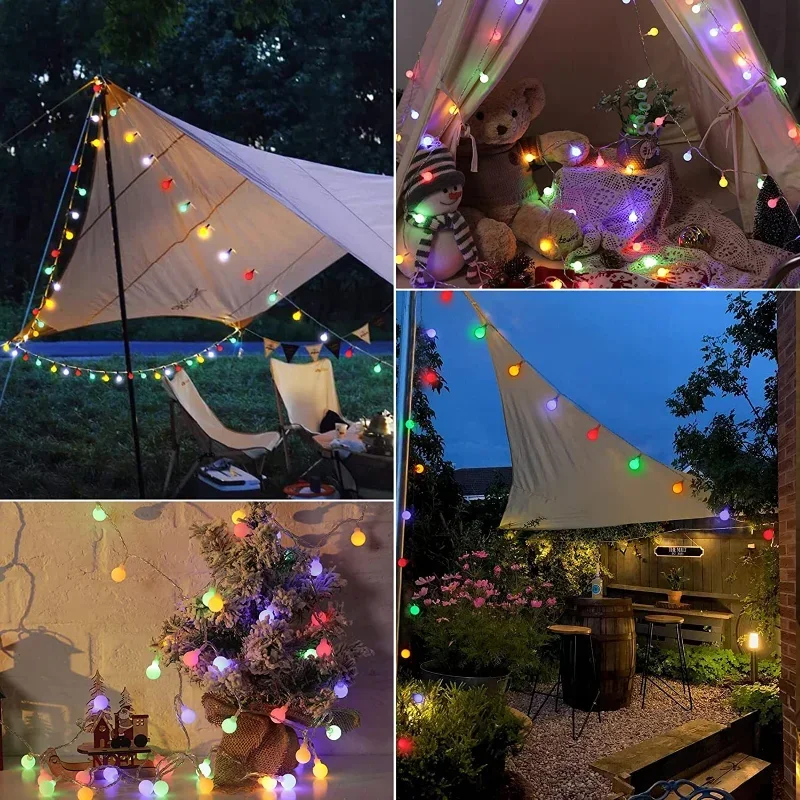 Imagem -03 - Led Globe Solar Fairy String Lights Guirlanda de Natal Rua Lâmpadas de Casamento ao ar Livre Festa Feriado Jardim Pátio