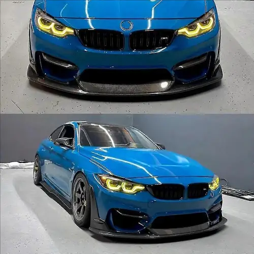 Imagen 2 del producto Para BMW F80 M3 F83 F82 M4 2015-2020 Kit de carrocería divisor de alerón de parachoques delantero accesorios de coche estampado de fibra de carbono negro brillante