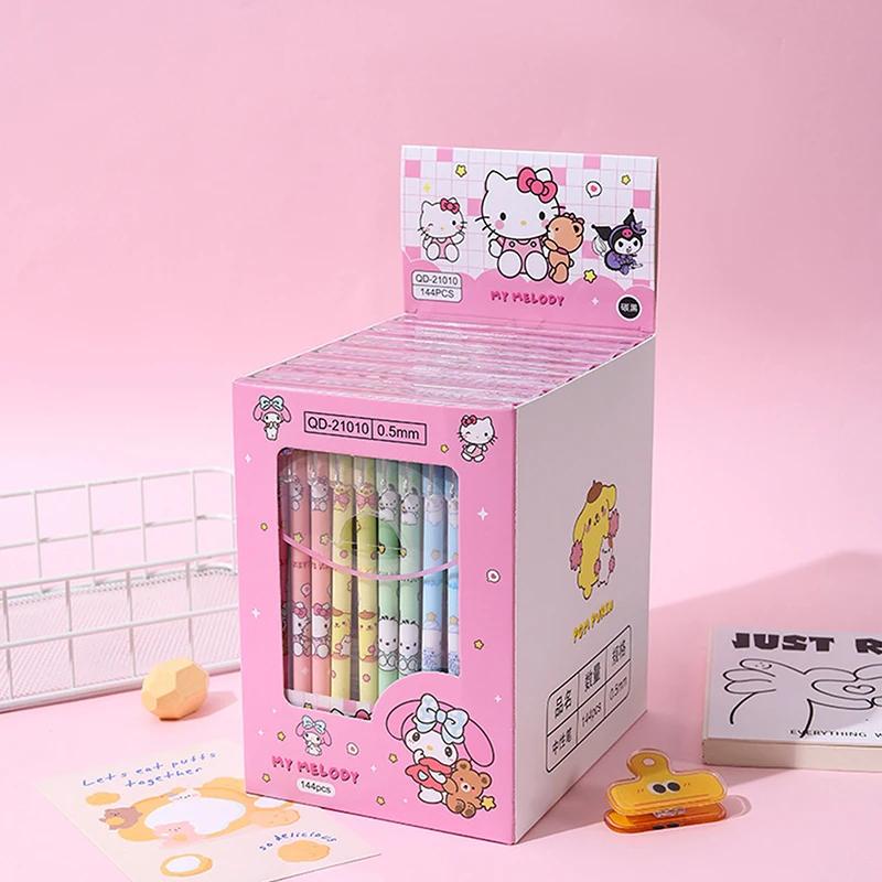 1pcs Sanrio Black Neutral Pen Hellokitty Melody Kuromi Cinnamoroll Roller Ball Pen School Supplies Stationery Wholesale