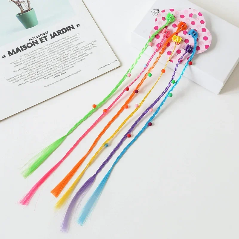 Girls Colorful Wigs Ponytail Hair Ornament Princess Hair Claw Clips Twist Braid Headwear Kids Girls Hair Accessories