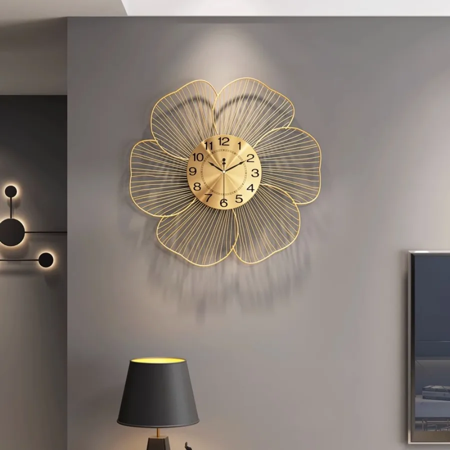 Unique Living Room Wall Clock Decoration, Elegant Home Clock Pieces, Hand Art, Gold, Round, Modern Office Decor, Gift