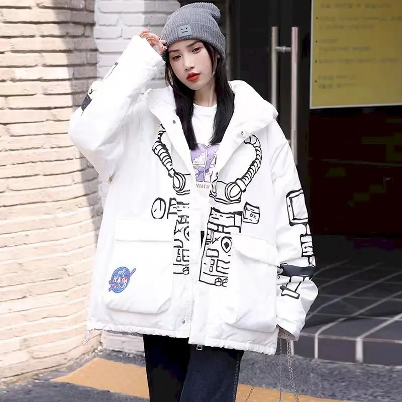 

Чистый пуховик знаменитостей с взрывом медведя, женская одежда для пар, куртка космонавта, короткая трендовая зимняя одежда 2025, женская одежда