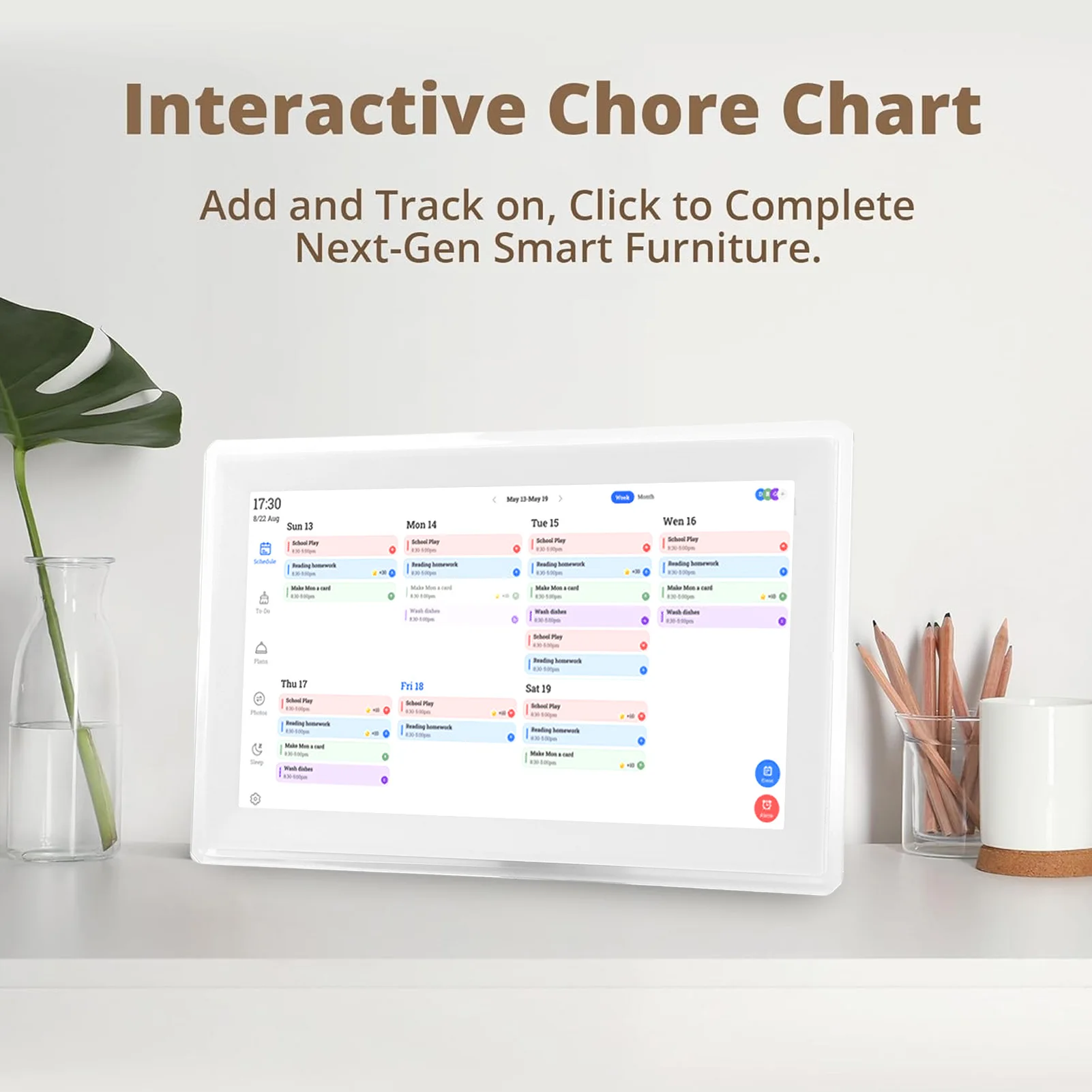 

15,6-дюймовый цифровой календарь с Wi-Fi, умный электронный календарь на 2025 год, интерактивный дисплей HD 1920x1080, сенсорный экран, планировщик задач