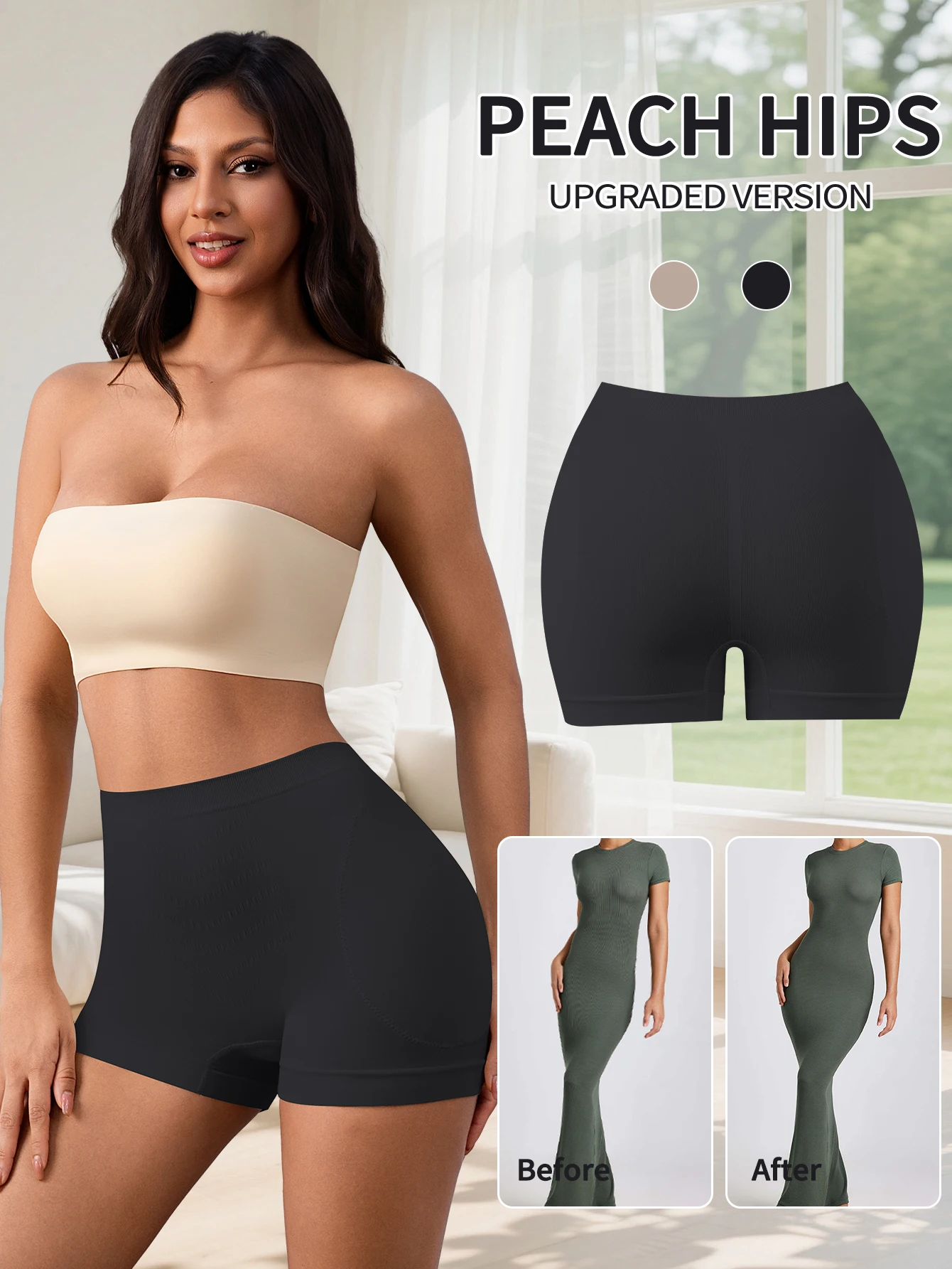 Flarixa Damen Po-Lifter Shaper Shorts mit herausnehmbaren Hüftpolstern, Bauchkontrolle, Hüftverstärker, nahtlose körperformende Sicherheitsunterwäsche – Detail 12