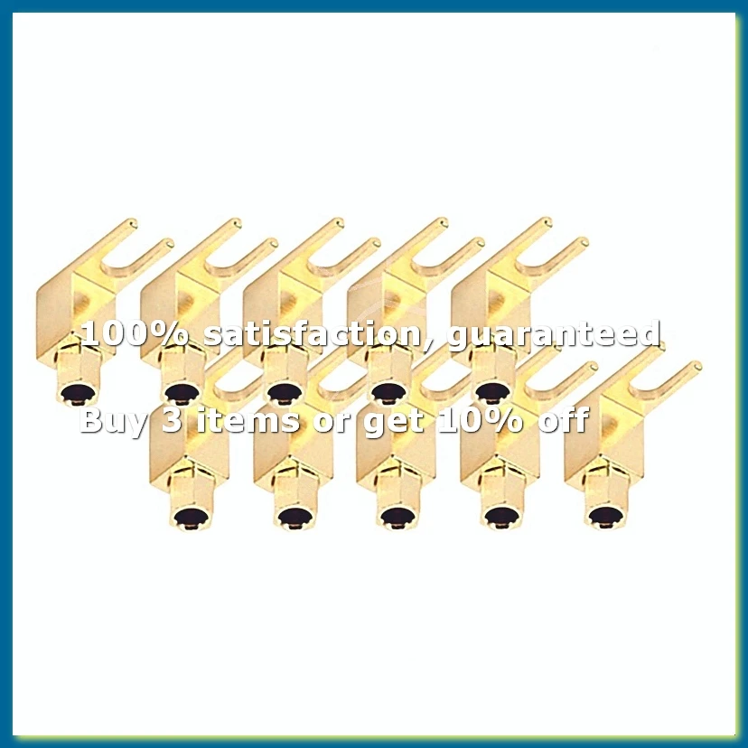 10PCS Banana Connectors Gold Plated Speaker Audio Amplifier Connector Banana Plug Converted to Y Plug U-Shaped Plug-A26I