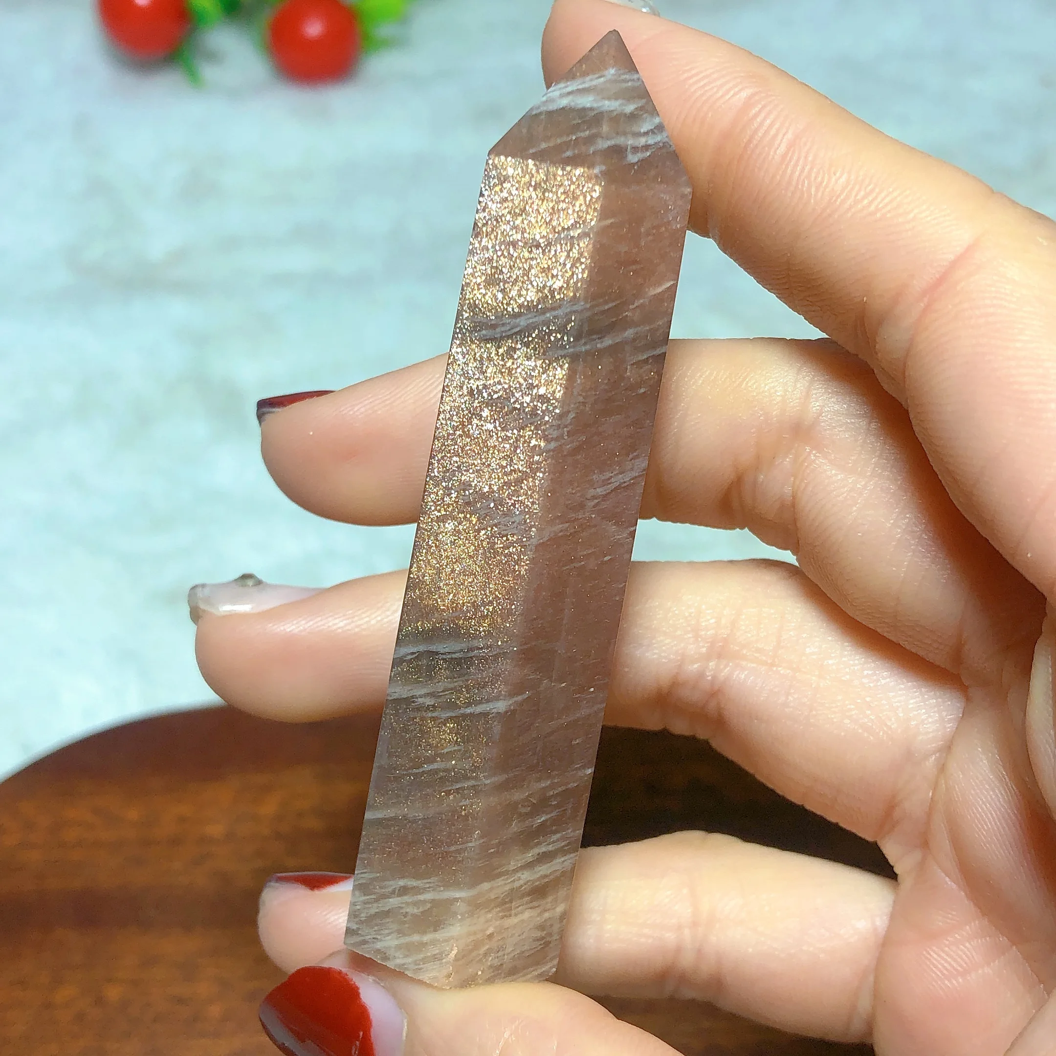 

Natural Crystals Gem Sunstone Golden Falsh Tower Painting Gemstone Home Decorations Mineral Energy Holiday Gift