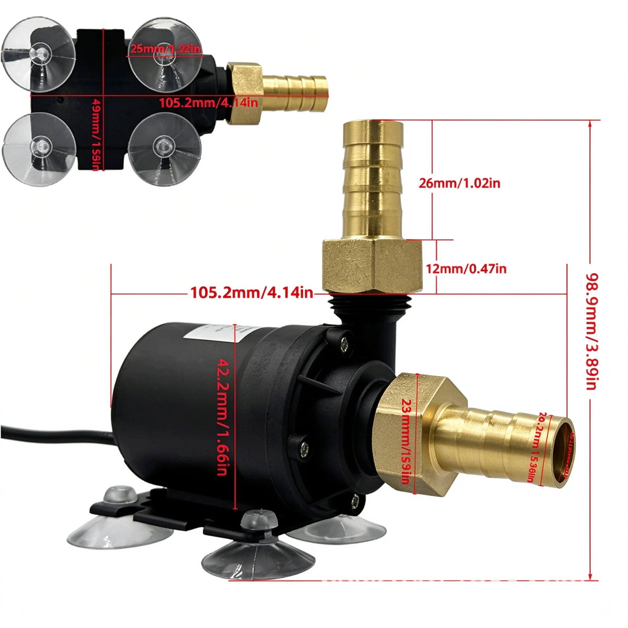 12V/24V Mini DC Brushless Submersible Water Pump 800L/H 6M Lift IP68 Waterproof Pump for Solar Fountain Aquarium Cooling