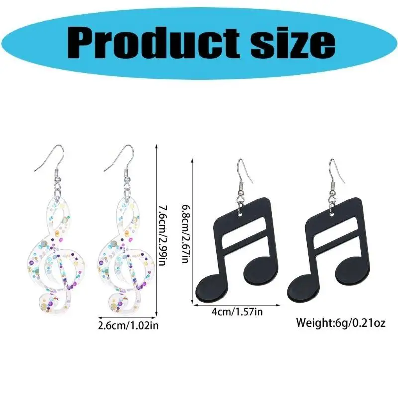 A52E أقراط متدلية موسيقية من الأكريليك الإبداعي إكسسوارات عصرية عصرية ترصيع الأذن مصنوعة يدويًا للنساء