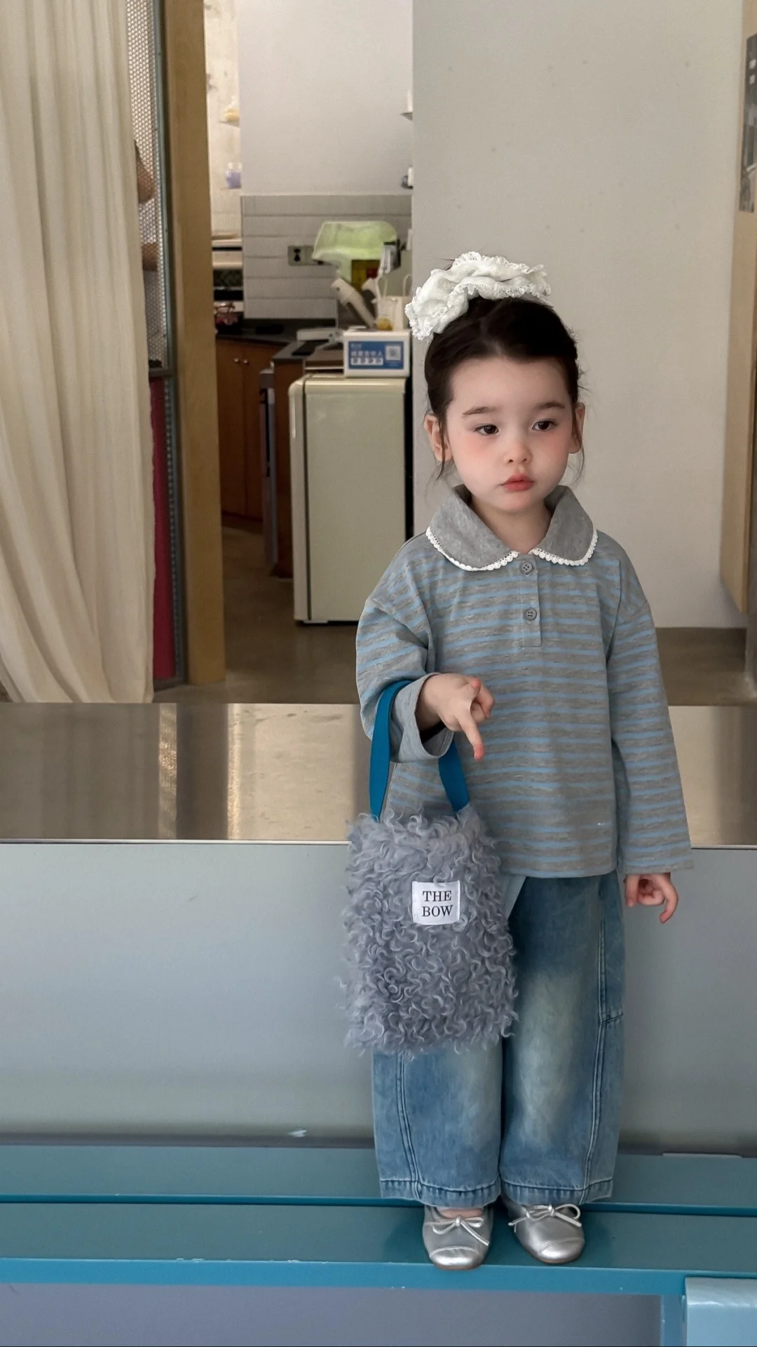 

yaya25 Autumn Stripe Ne ort Sve T-irt Girls Casual Set Korean Sle Children's Clothing 852