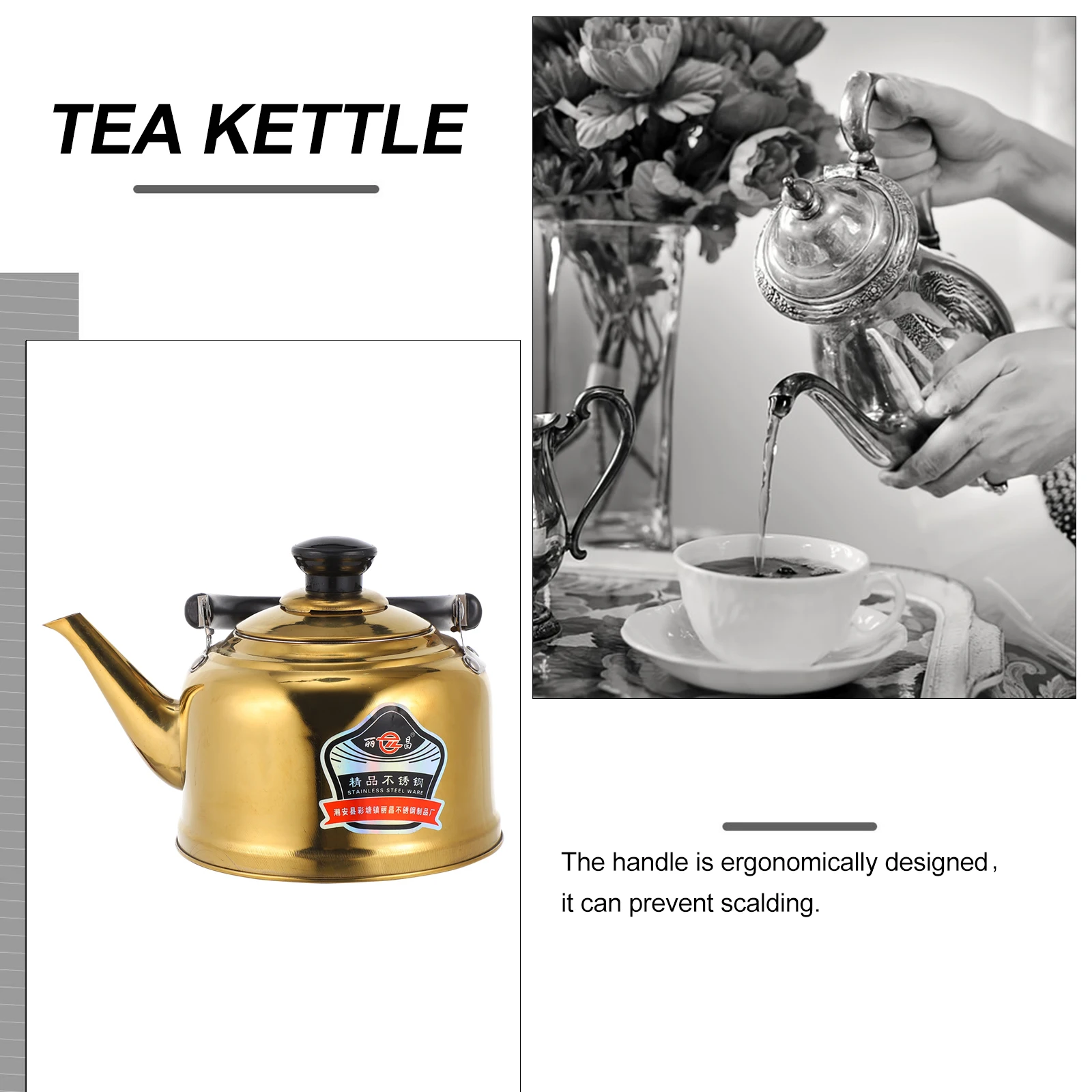 

1 pc Stovetop Tea Kettle Safe Stainless Steel Anti-scald Handle Large Capacity Lightweight Travel Camping Whistling Teapot pots