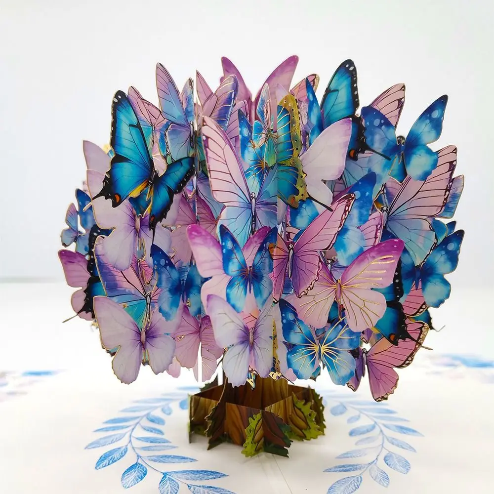 

Foldable Flower and Butterfly Greeting Cards Romantic Elegant Invitations Cards Creative Paper 3D Pop Up Flowers Gift Card Mom