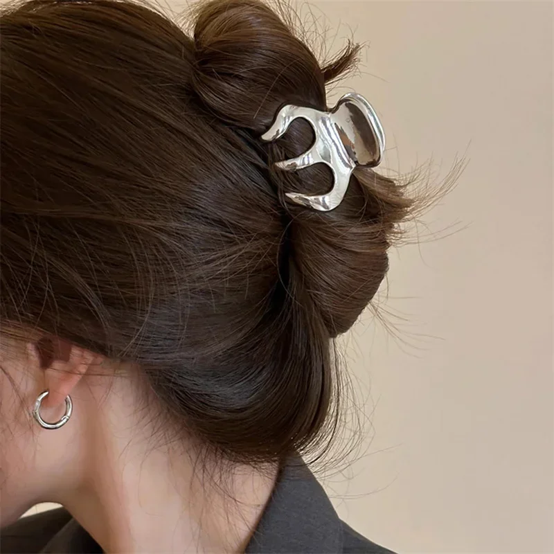 دبوس شعر معدني على شكل يقطين أنثى ذيل حصان عالي قطعة أثرية ثابتة مشبك انتزاع الجزء الخلفي من الرأس مضاد للانهيار مشبك مخلب القرش دبوس شعر #2