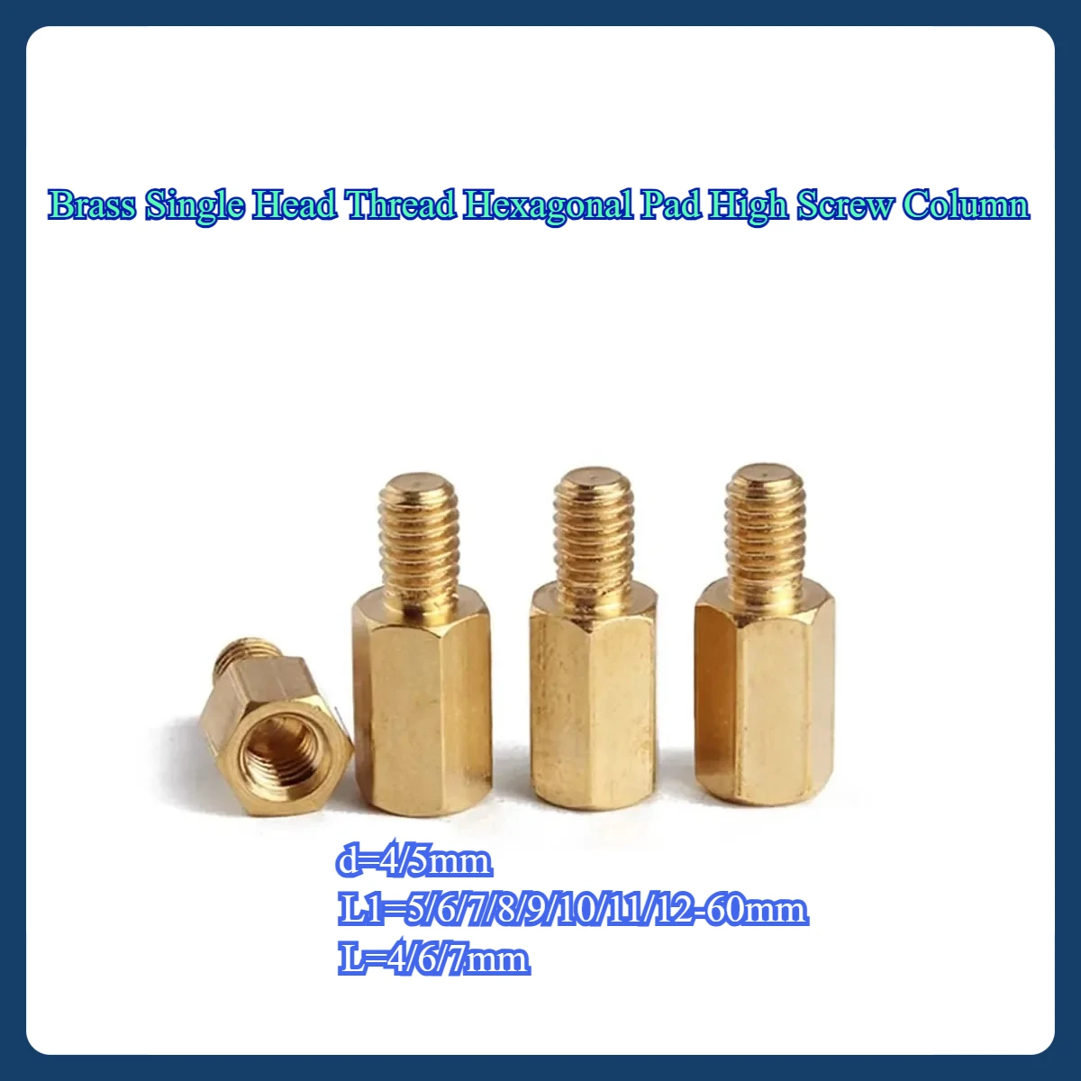 Brass Single Head Thread Hexagonal Pad High Screw Column Hexagonal Copper Support Spacing Column M4M5