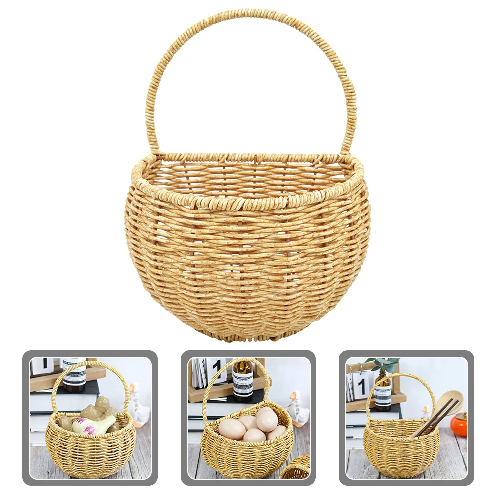

Handwoven Wall Hanging Basket for Fruits Vegetables Storage Kitchen Organization Decorative Rope Baskets Home Space Saver