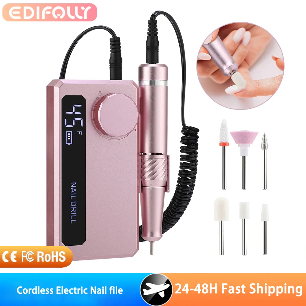 Portable 45000RPM Electric Nail Drills Machine Pro 4000mAh battery life Rechargeable Nail Polishing File Manicure Tool